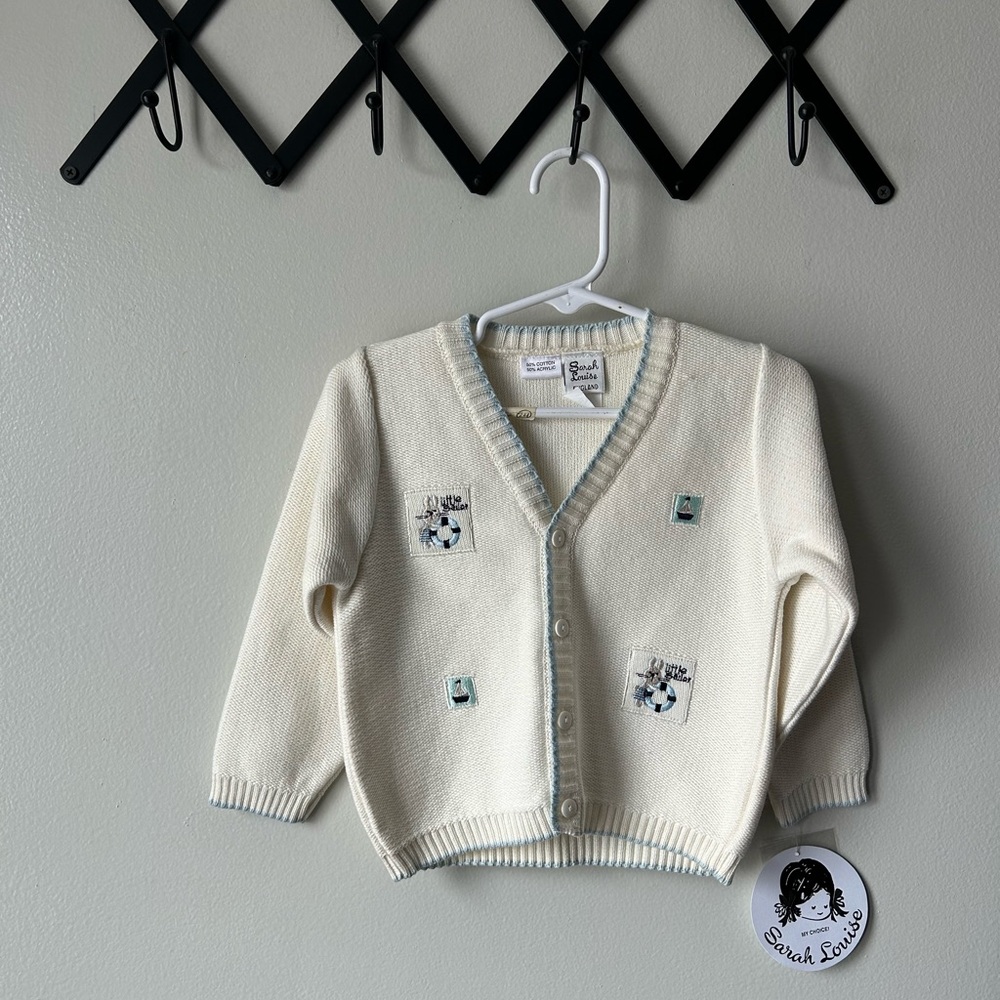 Cream Kids Cardigan with Embroidered Details